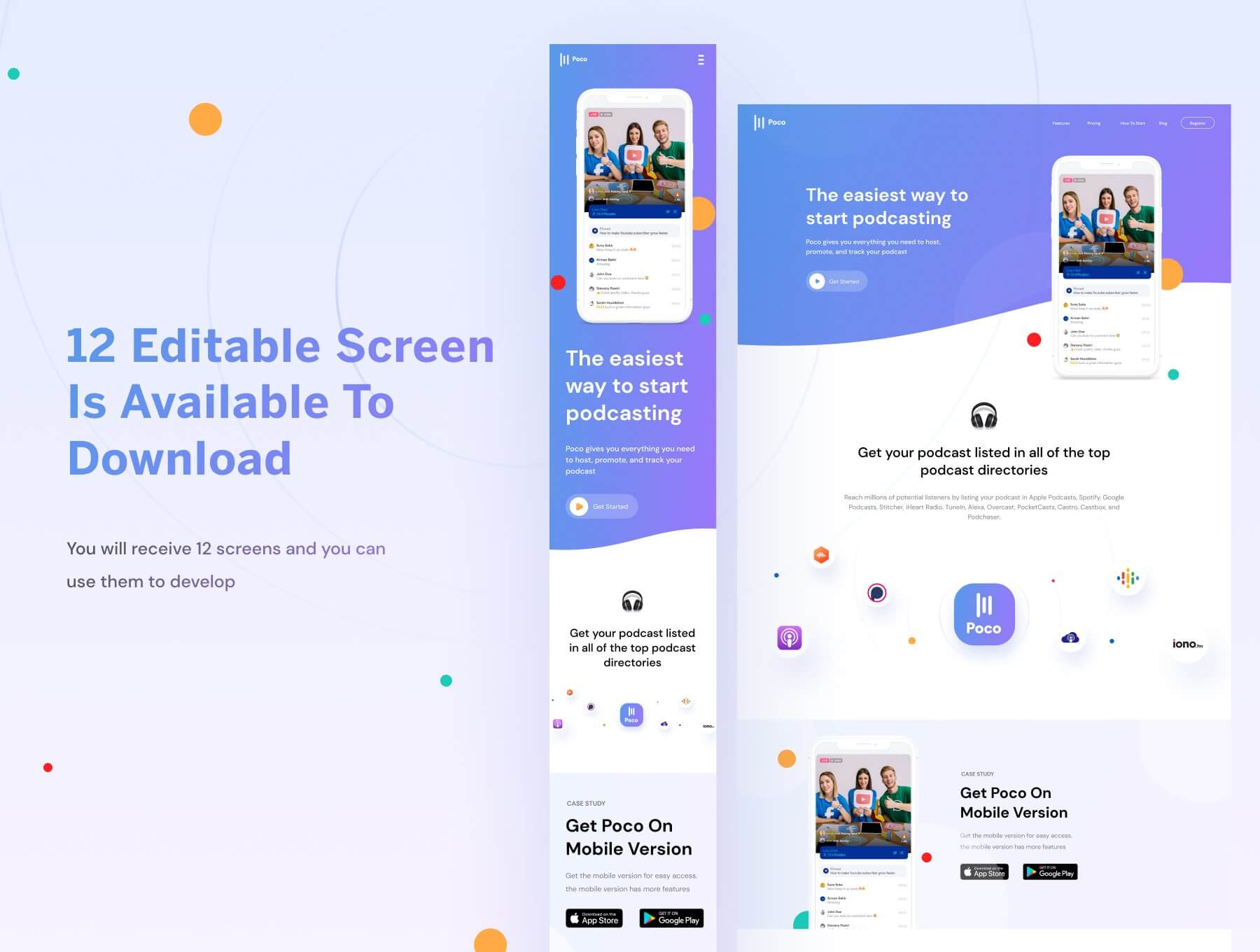 播客 – 网页设计 UI 套件 Sketch, XD, Figma 和 Invision Studio 源文件素材免费下载插图3