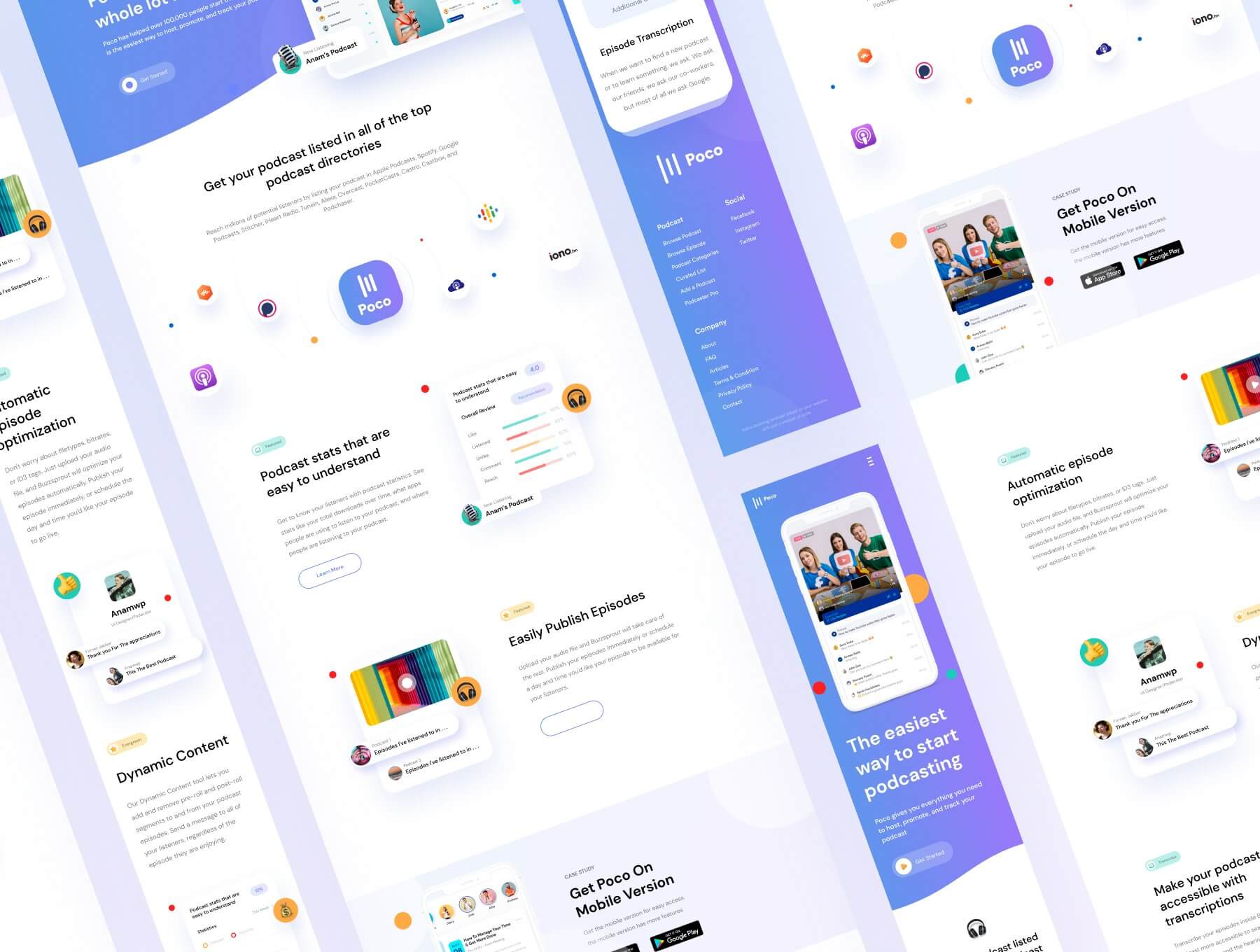 播客 – 网页设计 UI 套件 Sketch, XD, Figma 和 Invision Studio 源文件素材免费下载插图4