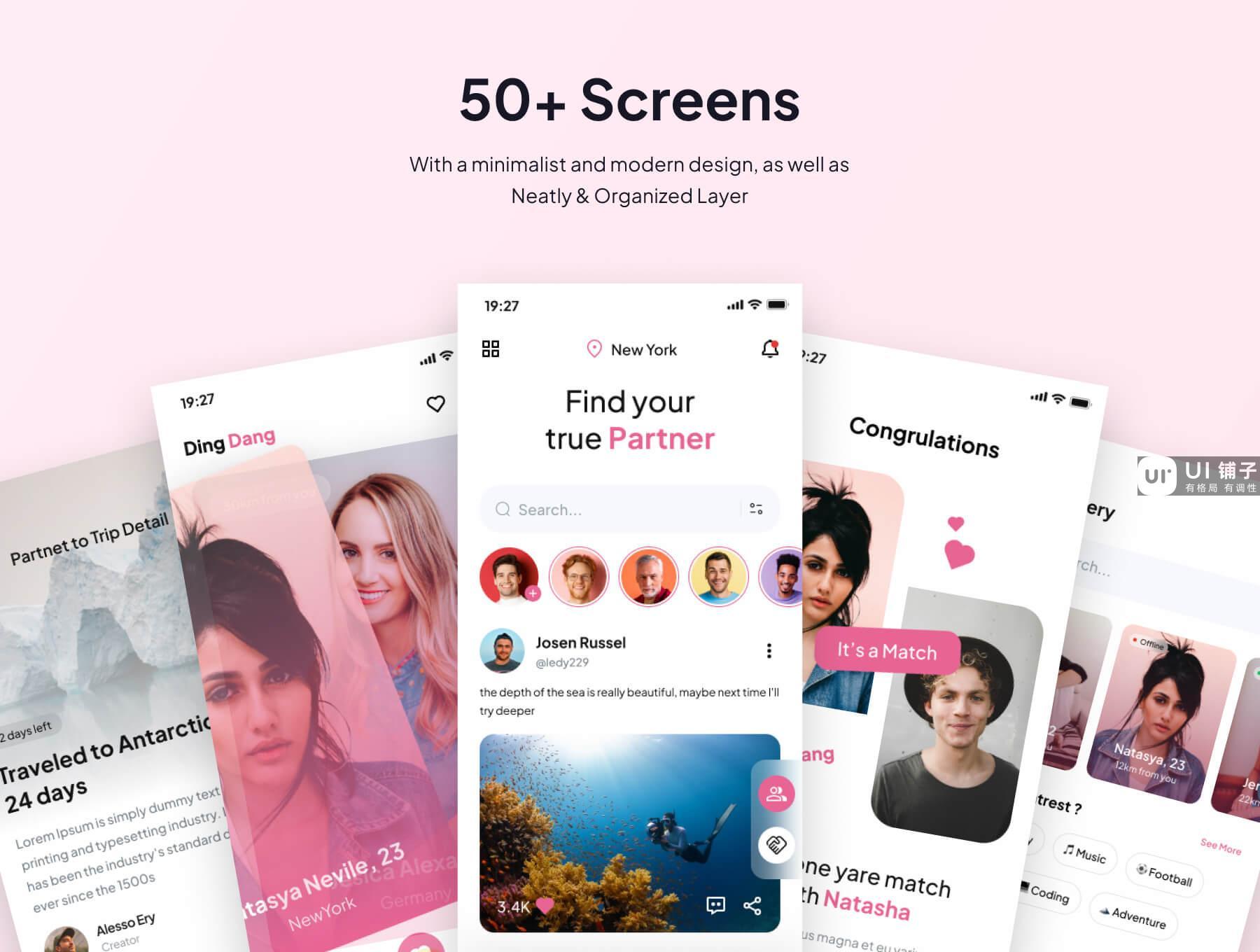 社交媒体约会APP小程序 UI Kit Figma源文件素材免费下载插图3