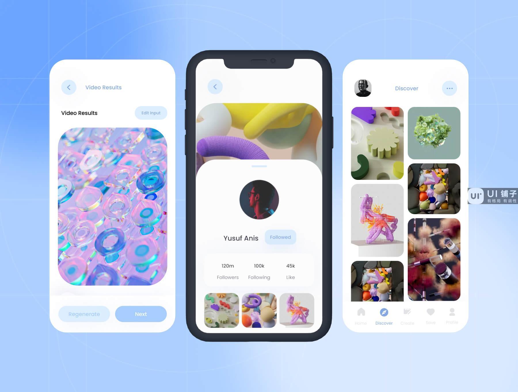 AI 视频生成器 UI 用户界面套件 Figma应用程序免费下载