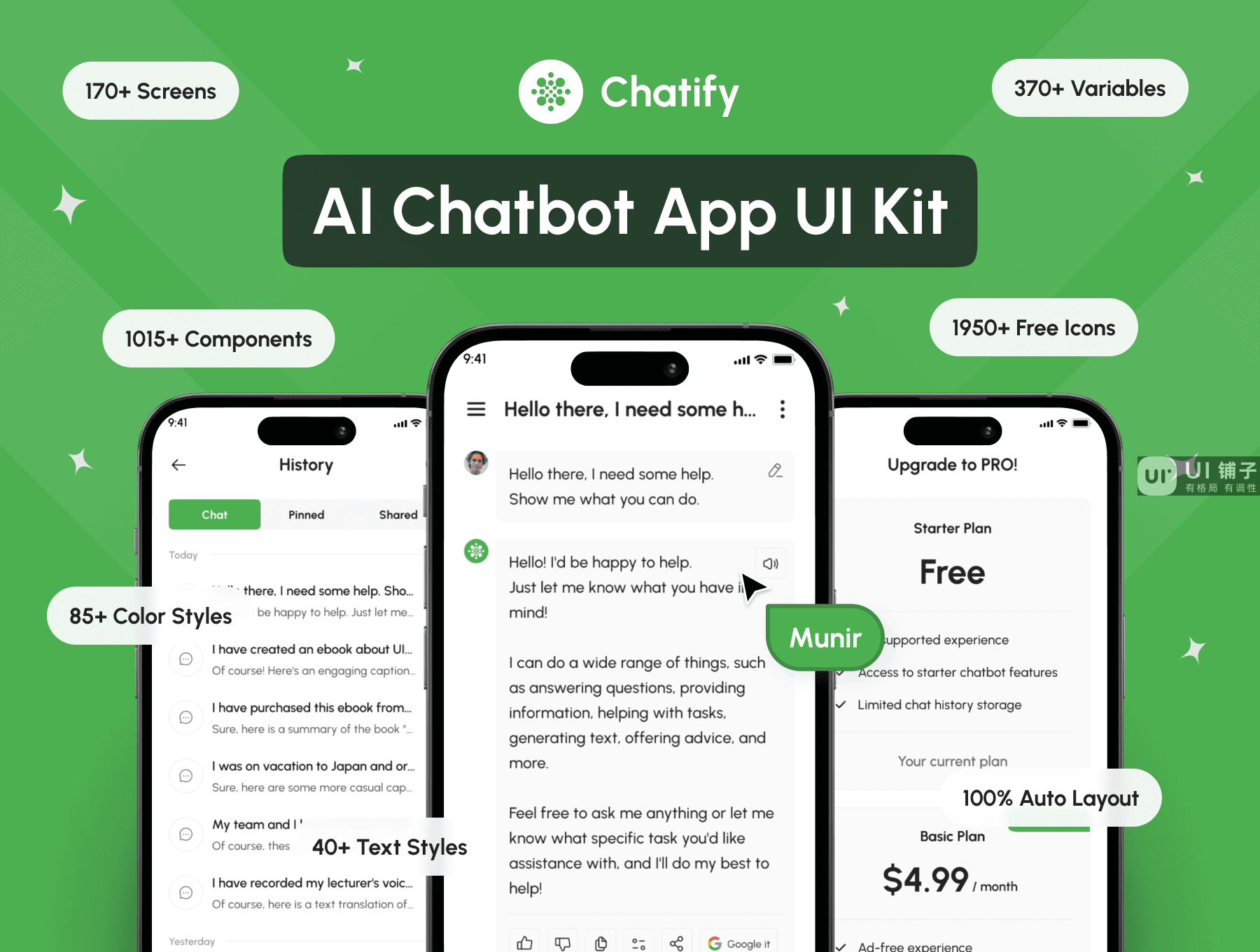 AI 聊天机器人 APP应用程序 UI 用户界面套件 Figma源文件素材免费下载插图