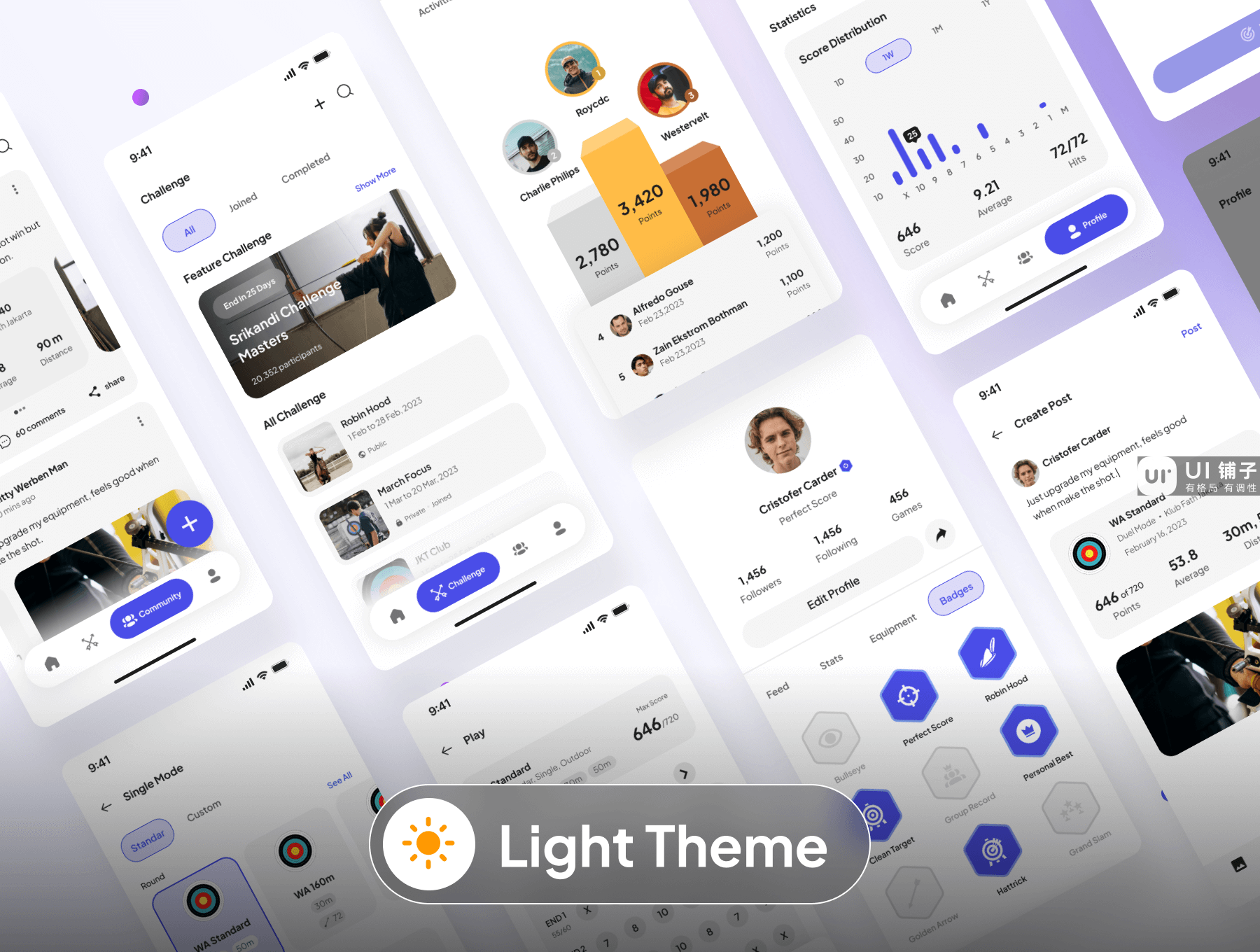 射箭计分移动应用 UI 用户界面套件 Figma, Sketch, XD源文件素材免费下载插图4