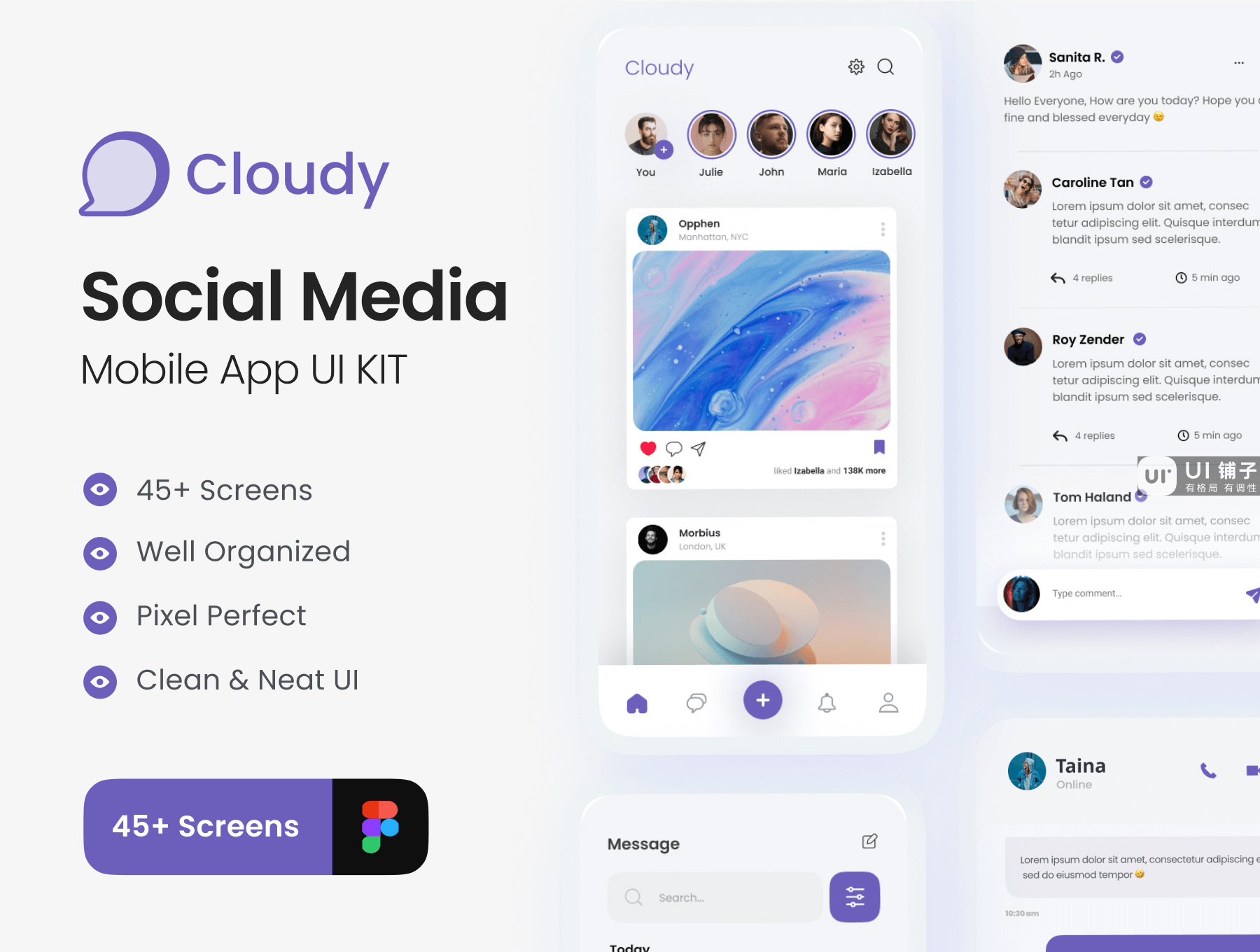 45+ 社交媒体 APP Figma UI 模板下载