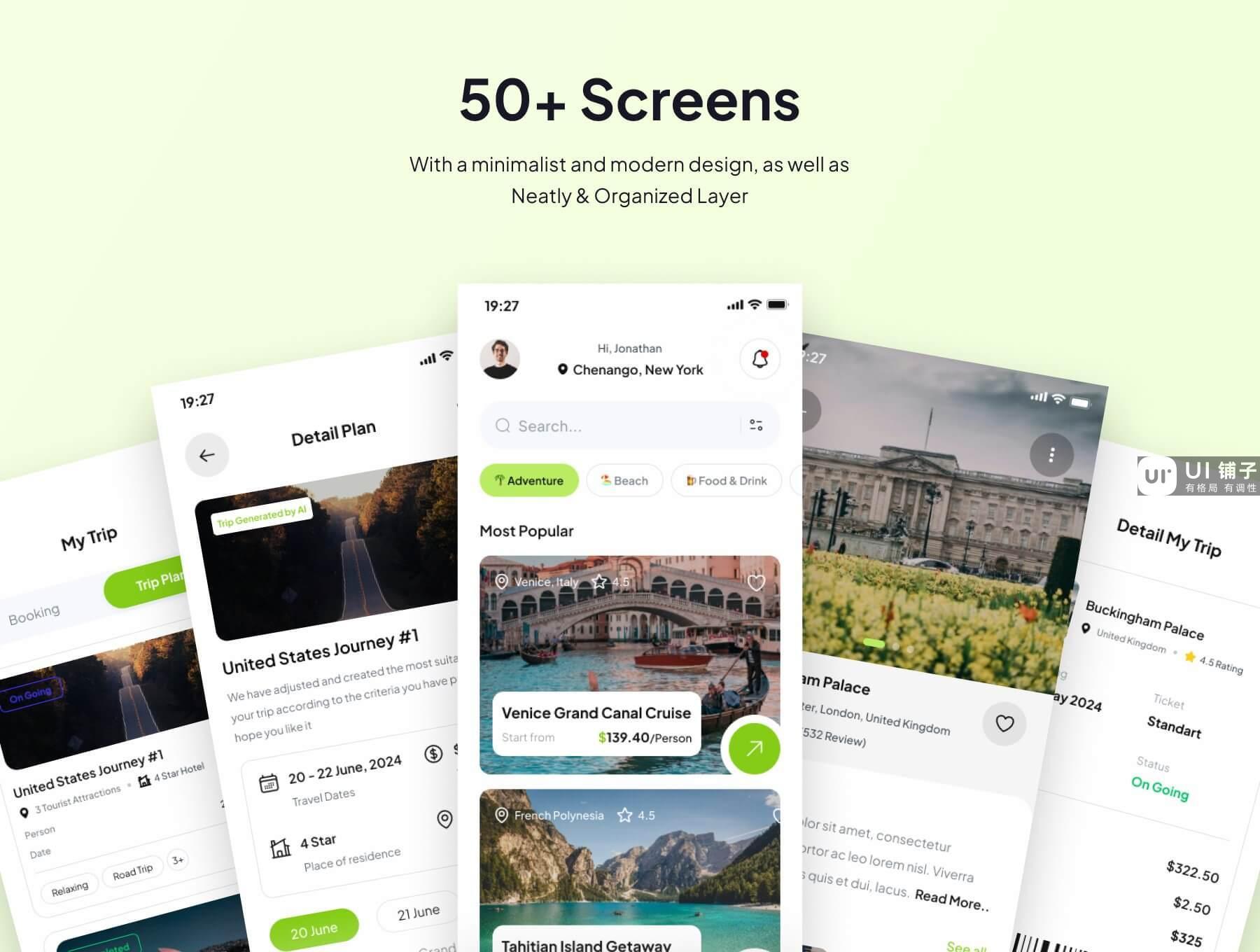 AI 旅行计划移动端 App Figma素材模板插图2
