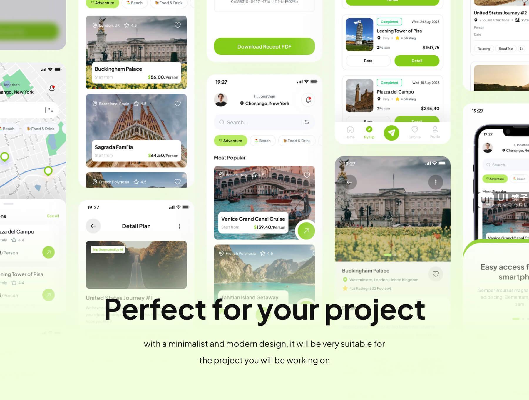 AI 旅行计划移动端 App Figma素材模板插图3