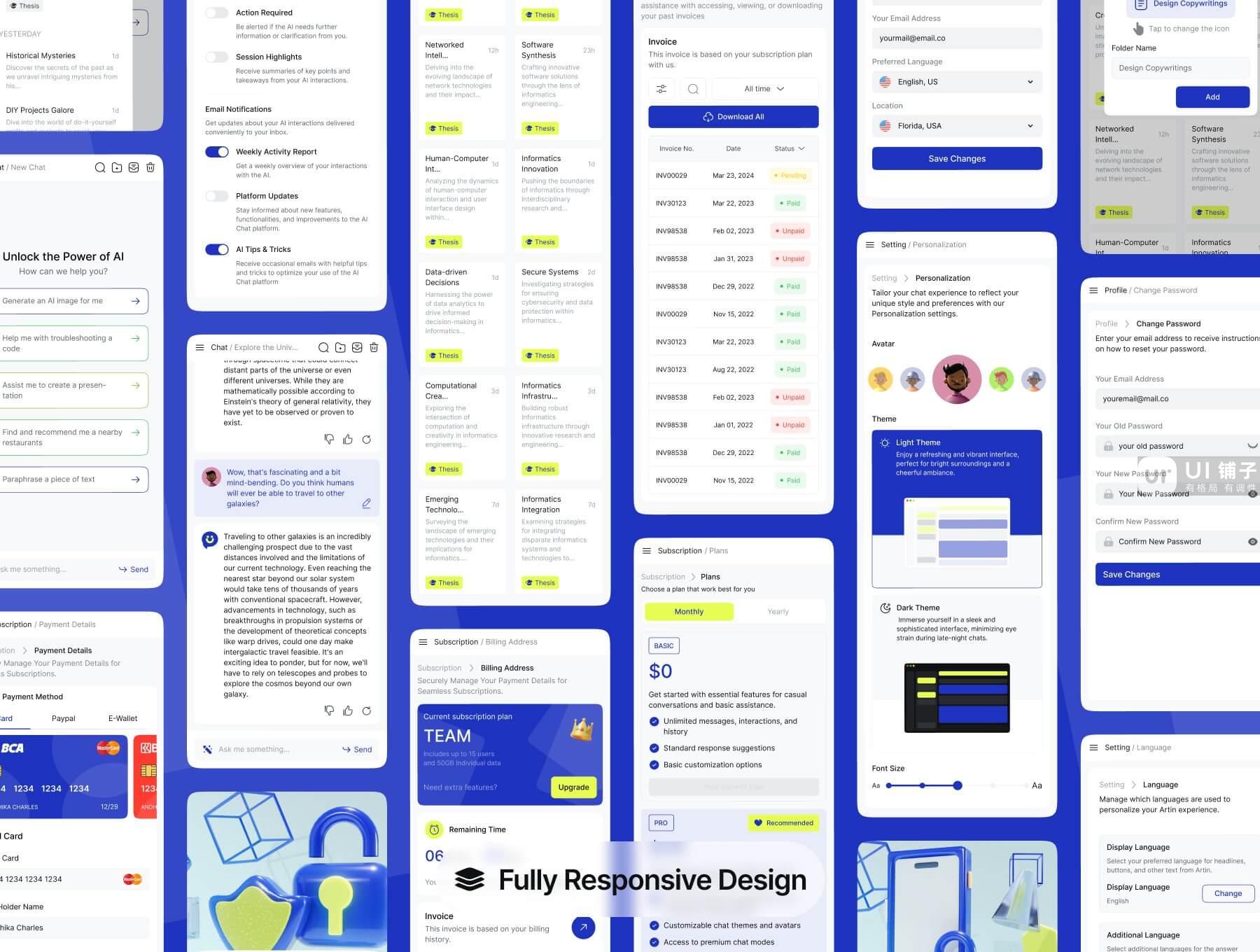 AI 聊天仪表板 UI 模板 Figma 资源插图5
