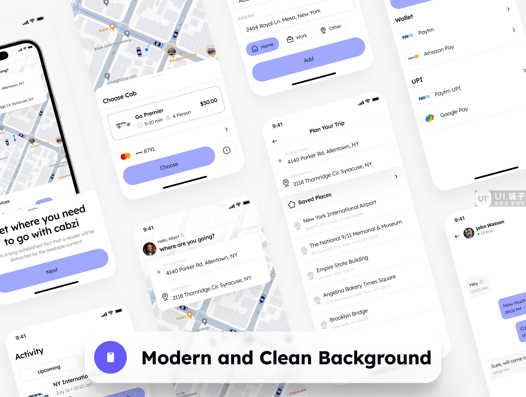 打车预订应用程序 UI 套件 Figma素材