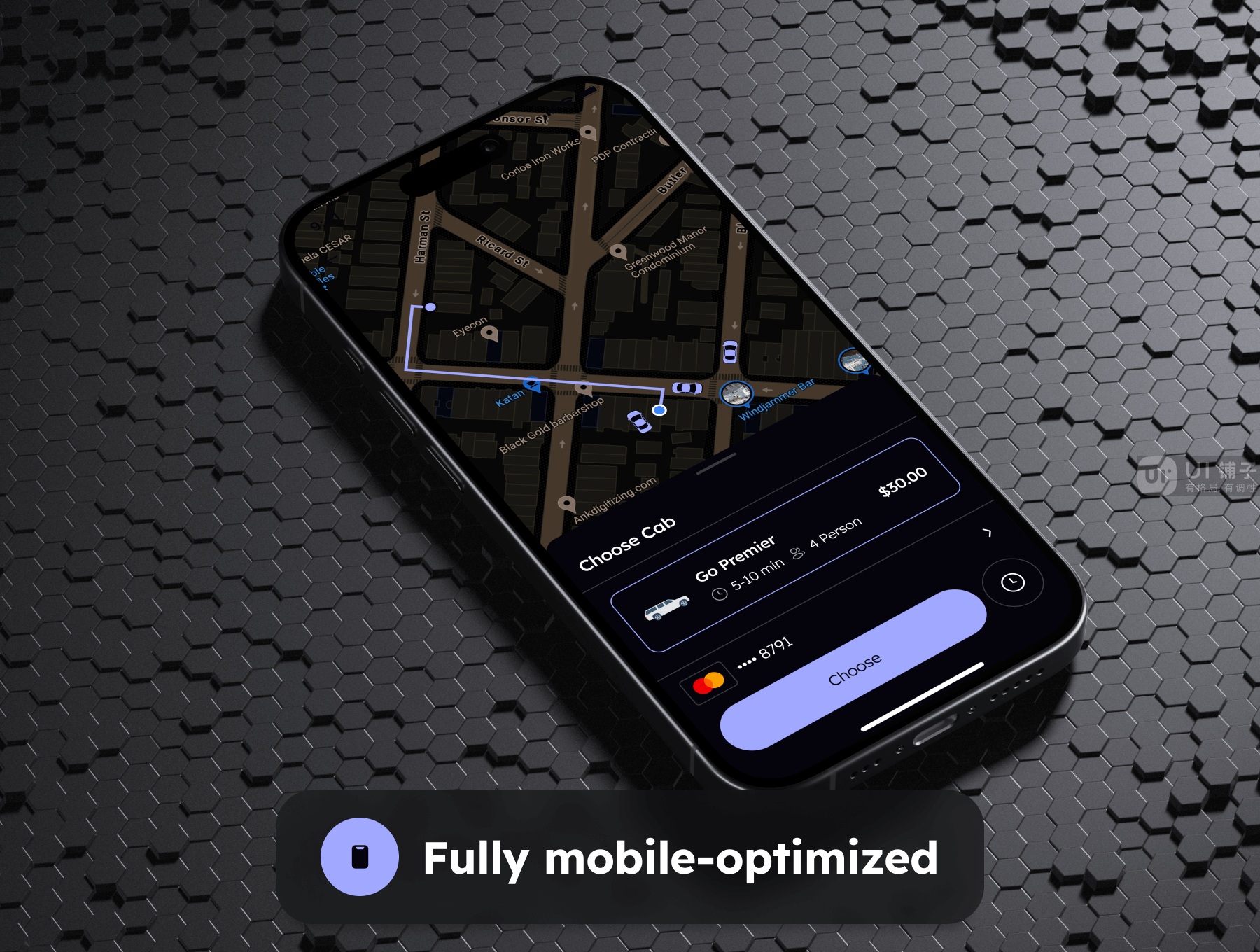 打车预订应用程序 UI 套件 Figma素材