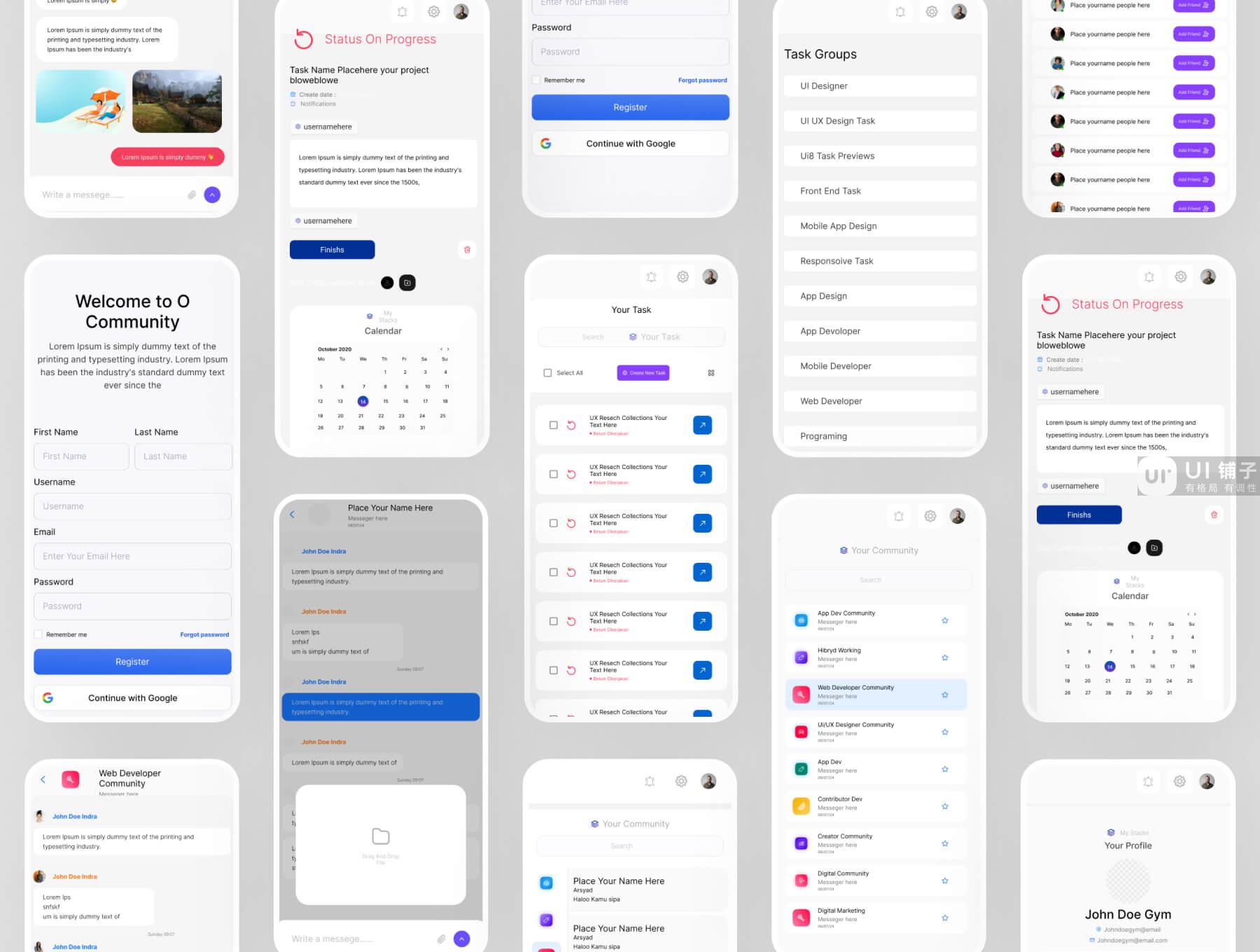 社区管理 Web 应用程序 UI 套件 Figma素材插图3