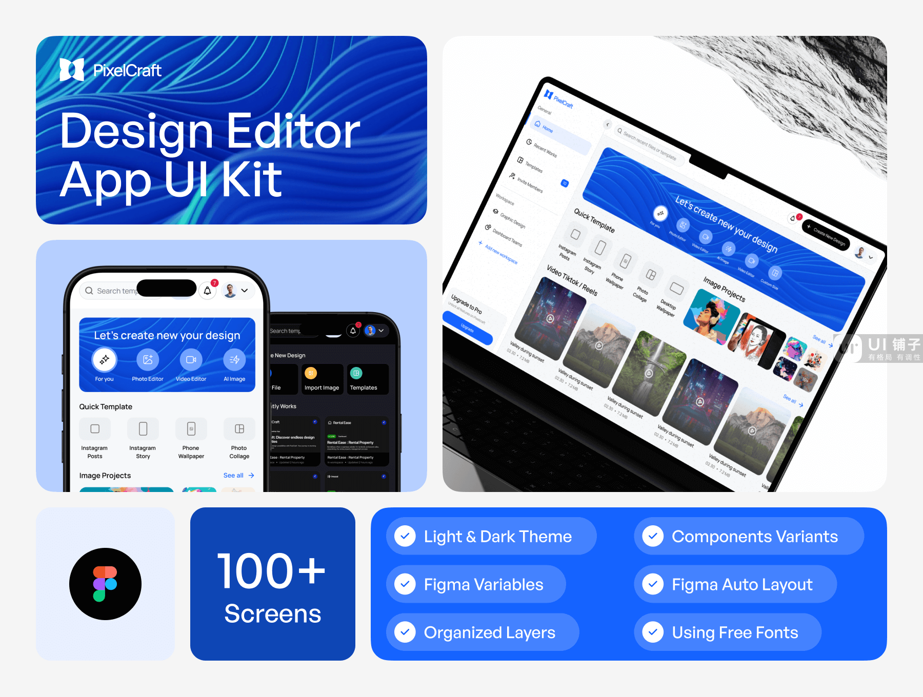 设计编辑器应用程序 ui 套件下载 Figma模板插图