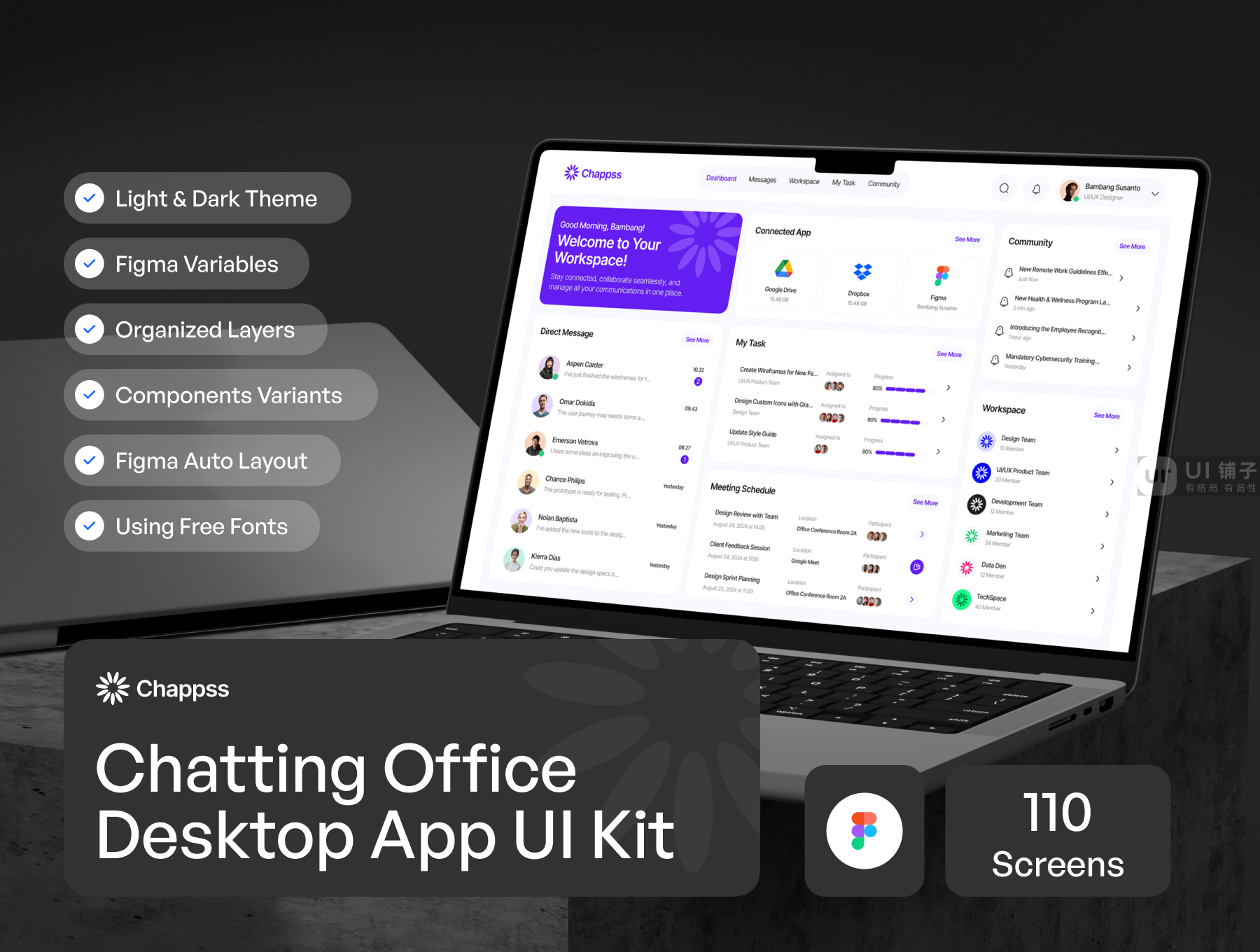 B端 聊天 Office桌面应用程序 Figma UI 套件