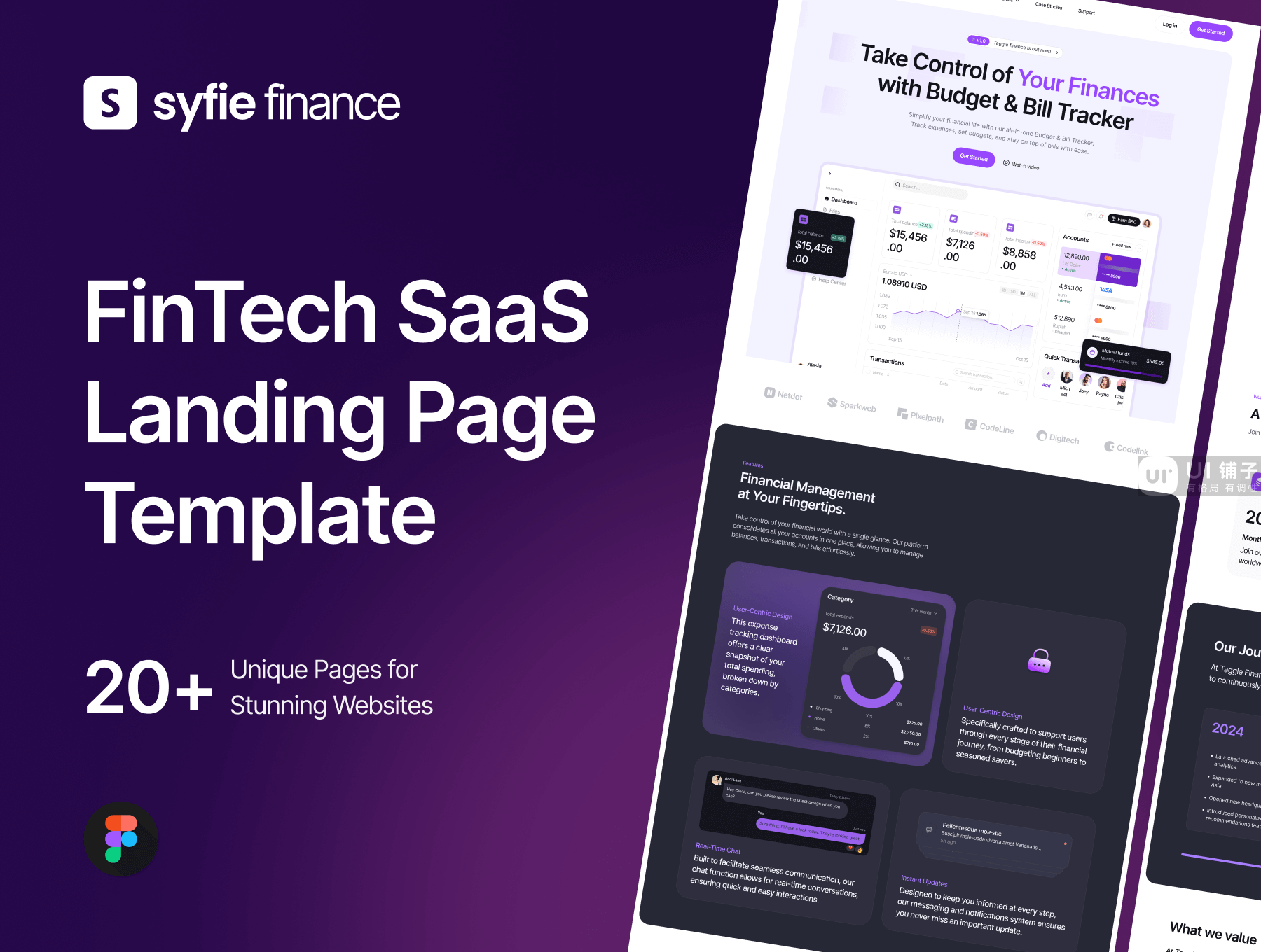 SaaS 金融网站和登陆页面 Figma模板