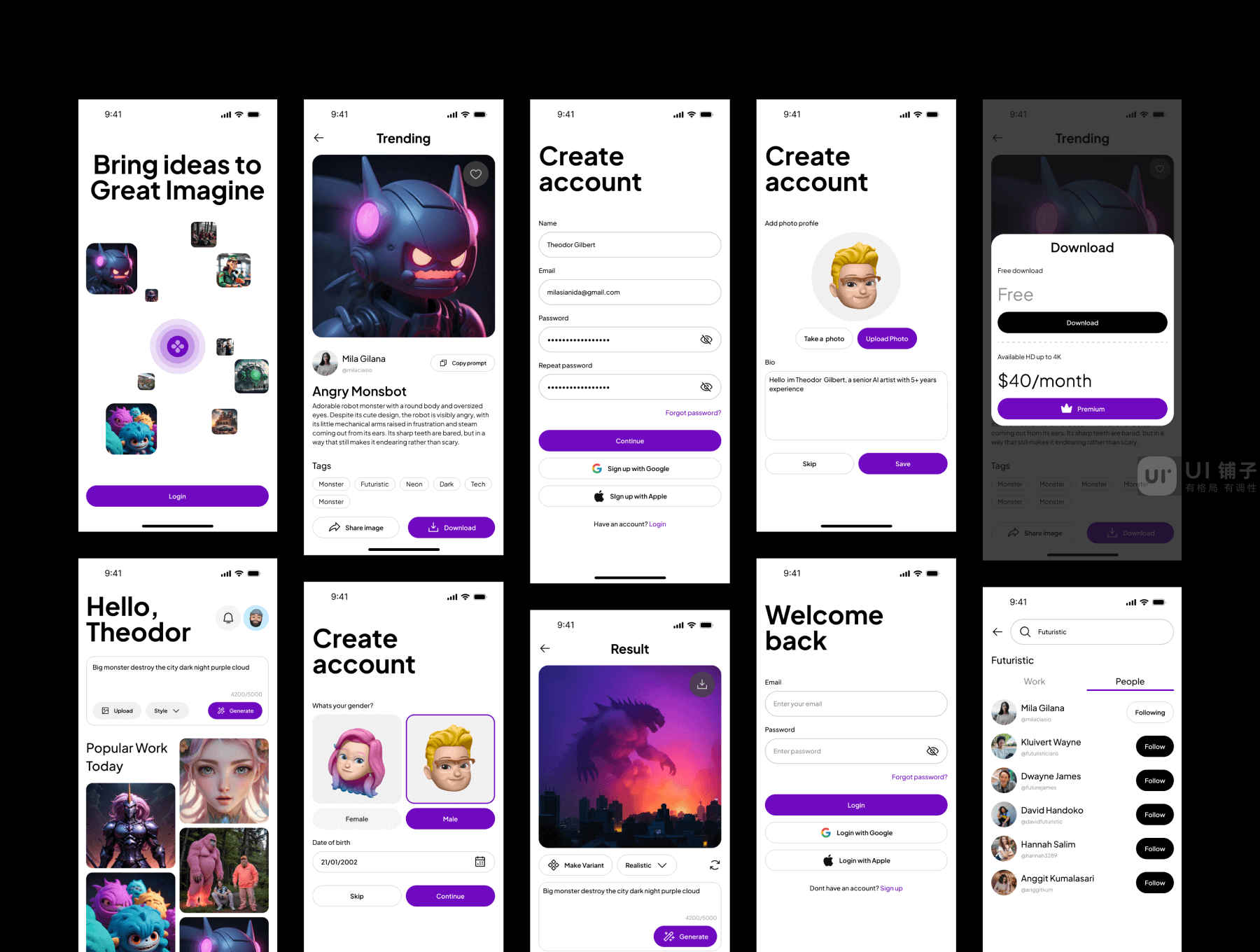 AI 艺术生成器 UI 套件 Figma文件插图3