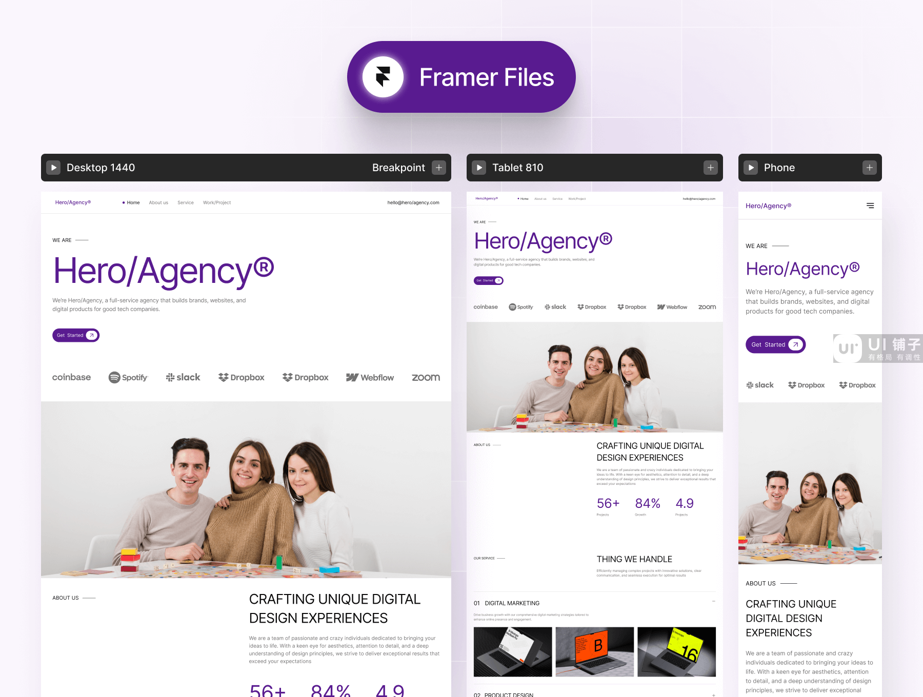 创意数字代理网站 Framer. Figma UI设计模板插图2