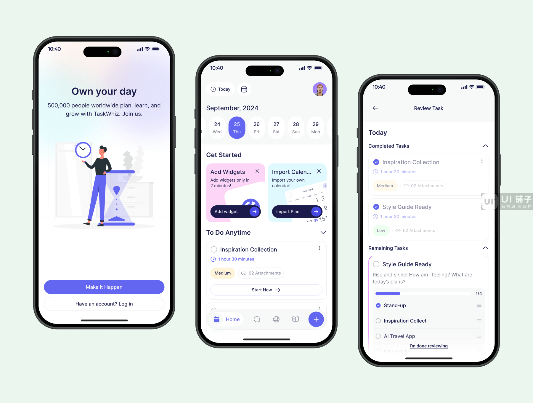 AI 辅助任务管理、规划应用程序 Figma UI 用户界面设计模板插图2