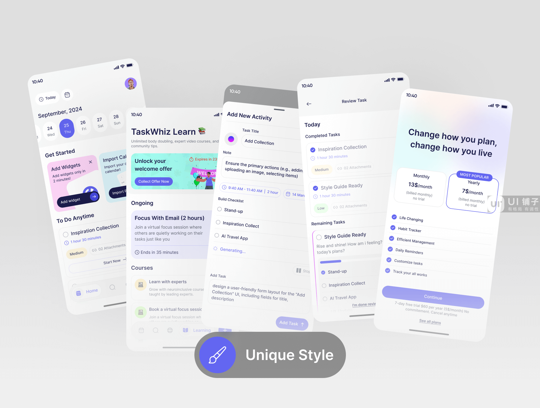 AI 辅助任务管理、规划应用程序 Figma UI 用户界面设计模板插图6