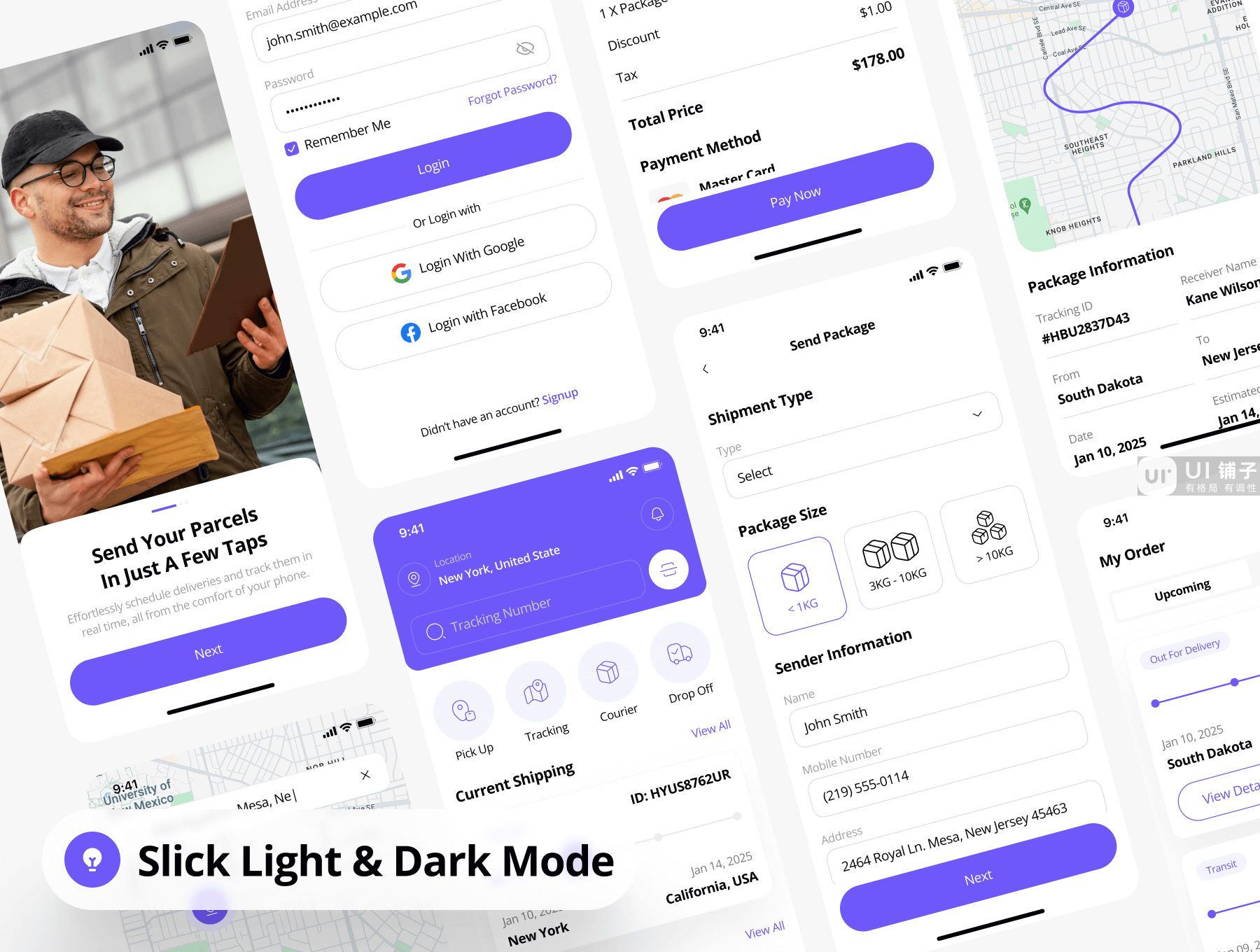包裹递送应用程序 Figma UI 设计模板套件插图3
