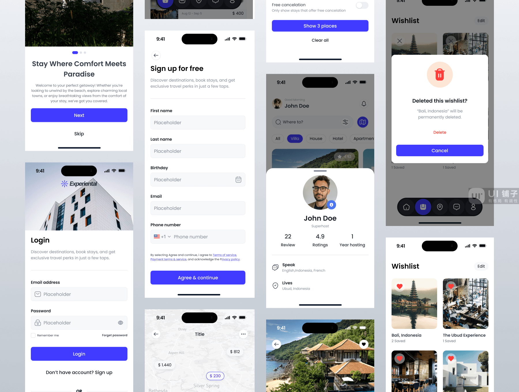 度假租赁和体验移动应用程序 Figma UI 设计模板套件插图6