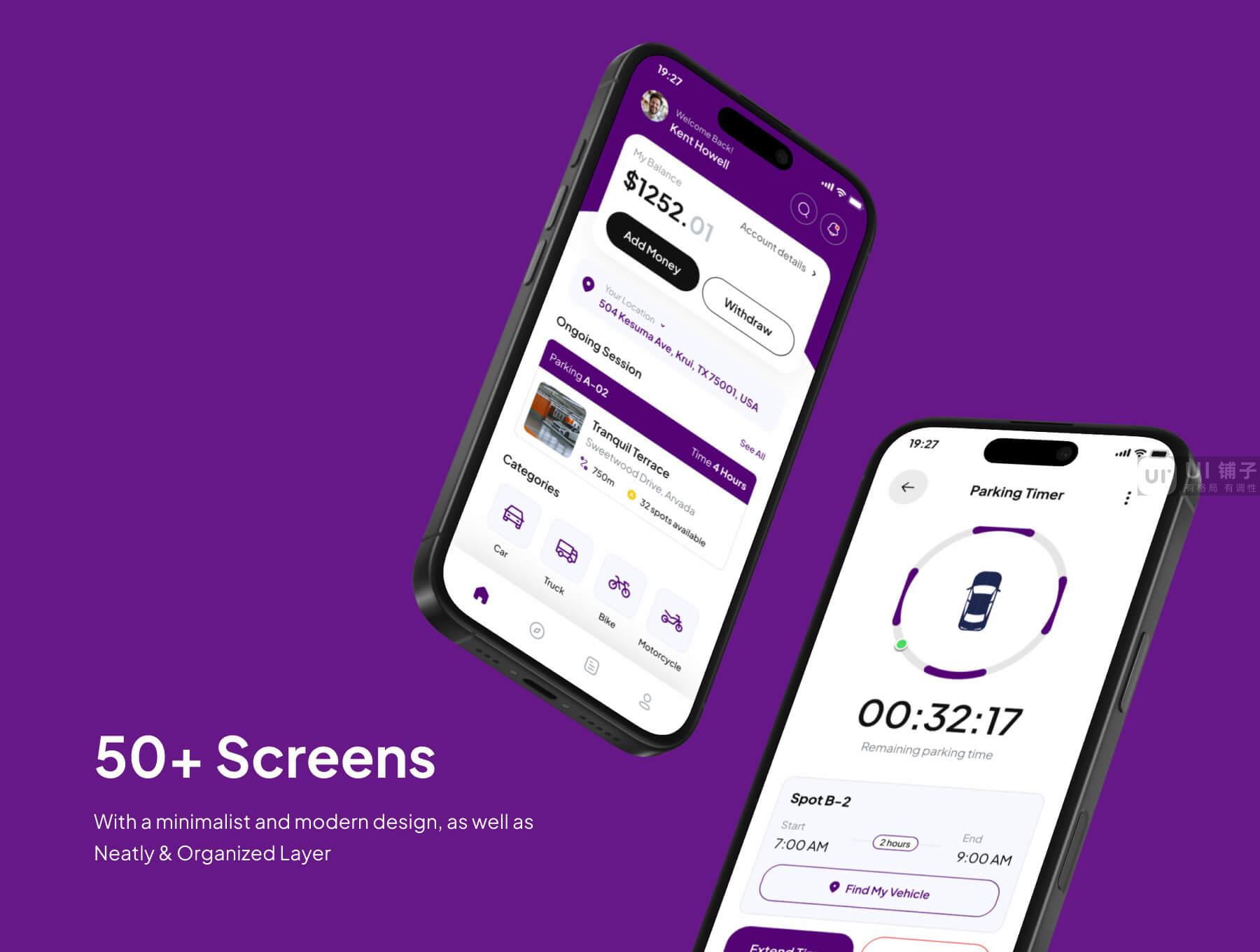 停车位预订应用程序 UI 设计套件插图2