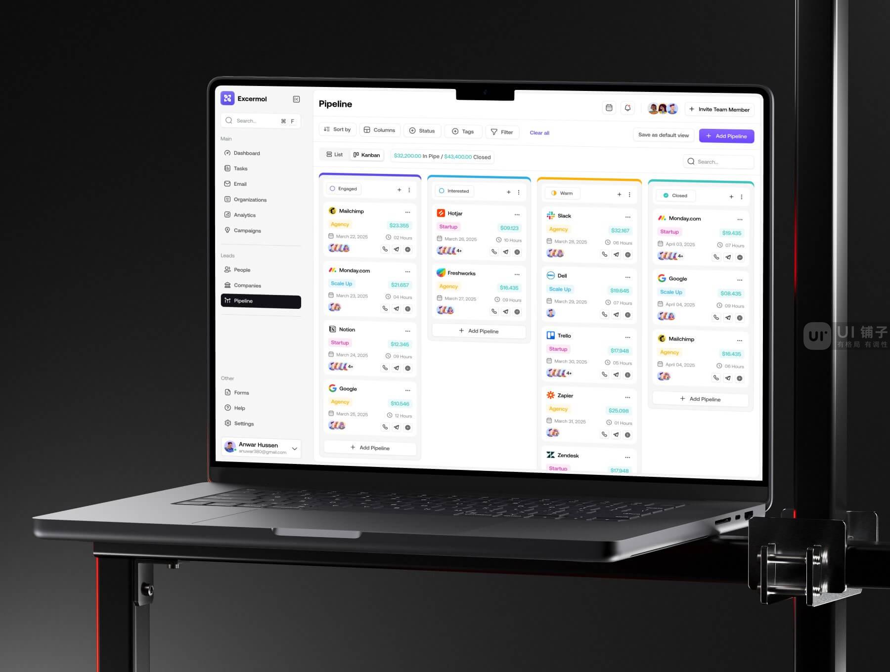 销售 CRM 仪表板 Figma UI 套件设计