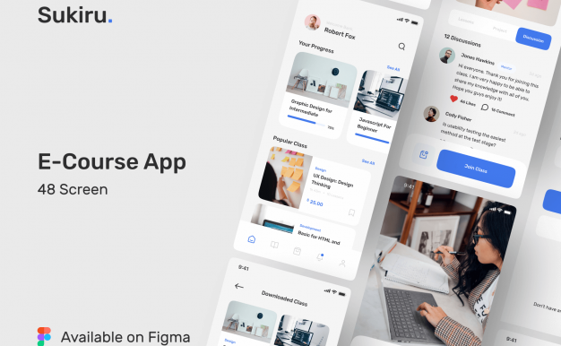 线上教育课程app ui kit设计资源—Sikiru