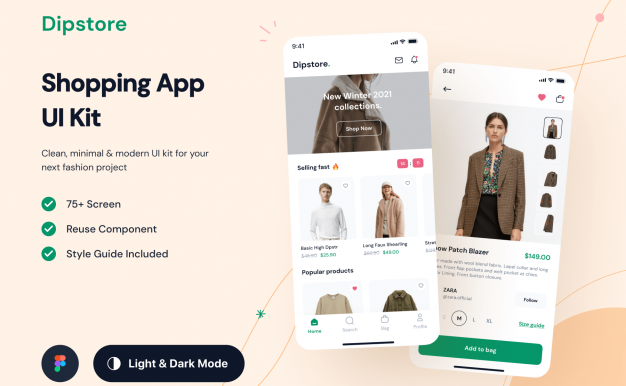 购物App小程序 UI 设计模板套件 Figma源文件素材下载