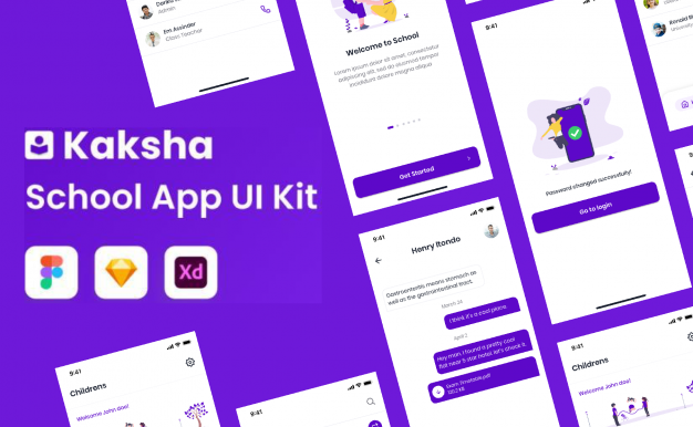 家长学校移动小程序 UI 工具包 Figma, Sketch, XD素材源文件