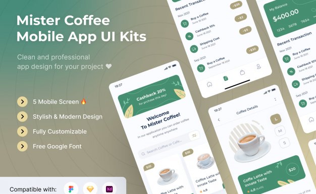 咖啡移动端小程序APP UI设计模型 Figma源文件素材下载