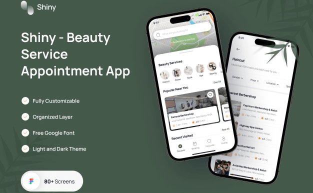 美容服务预约App UI设计模板 Figma源文件