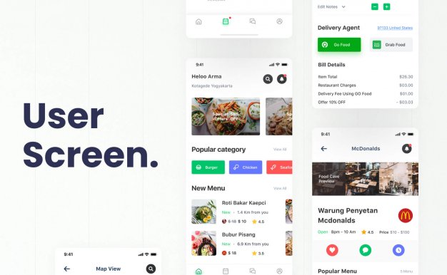 送餐APP小程序应用程序 UI用户界面设计模板套件 Figma源文件素材下载