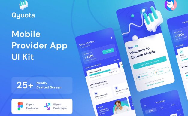 移动提供商移动端APP小程序应用程序 UI 设计素材工具包 Figma源文件资源下载