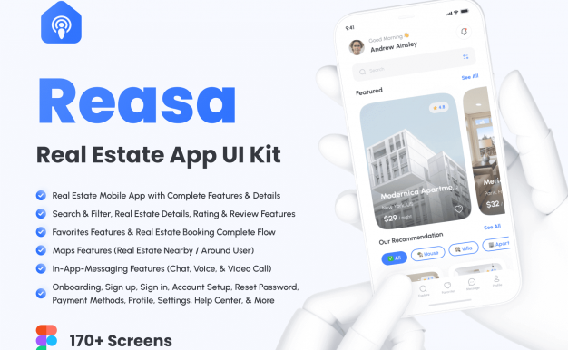 170+房地产APP小程序应用 UI 用户界面设计模板套件 Figma源文件素材下载
