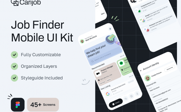 求职 App 小程序 UI 设计模板套件 Figma 源文件素材下载