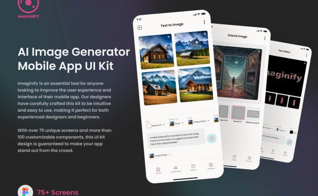 AI 图像生成器移动应用 UI 用户界面设计模板套件 Figma源文件素材免费下载