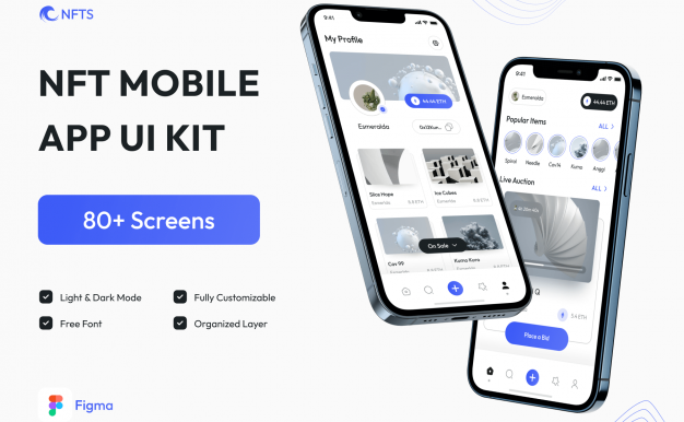 加密货币 NFT 市场移动 APP UI 用户界面套件 Figma资源免费下载