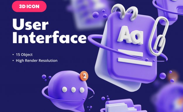 高质量用户界面 3D 渲染插图 Blender 文件免费下载
